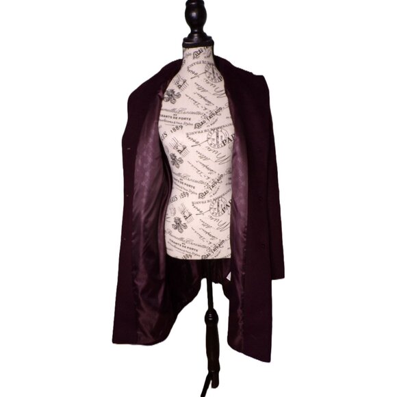 🆕RALPH LAUREN Longline Reefer Coat Wool Blend Wine Burgundy 16 - Picture 10 of 11